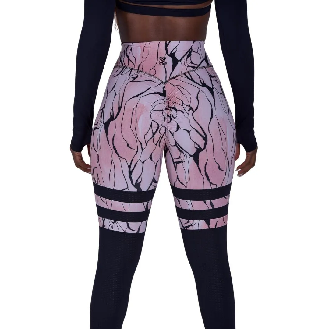 Andrea Striped Color Block Gym Leggings