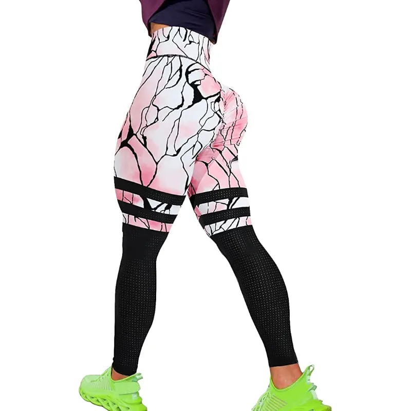 Andrea Striped Color Block Gym Leggings