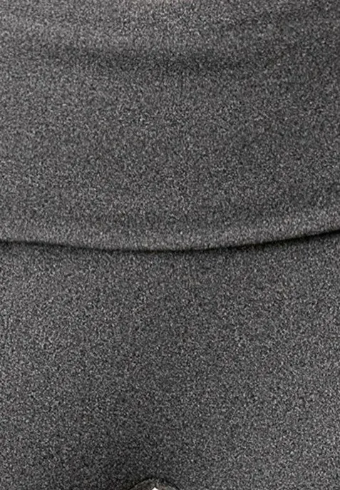Pillowy Soft Fold Over High Waist Flare Pants - Heather Gray
