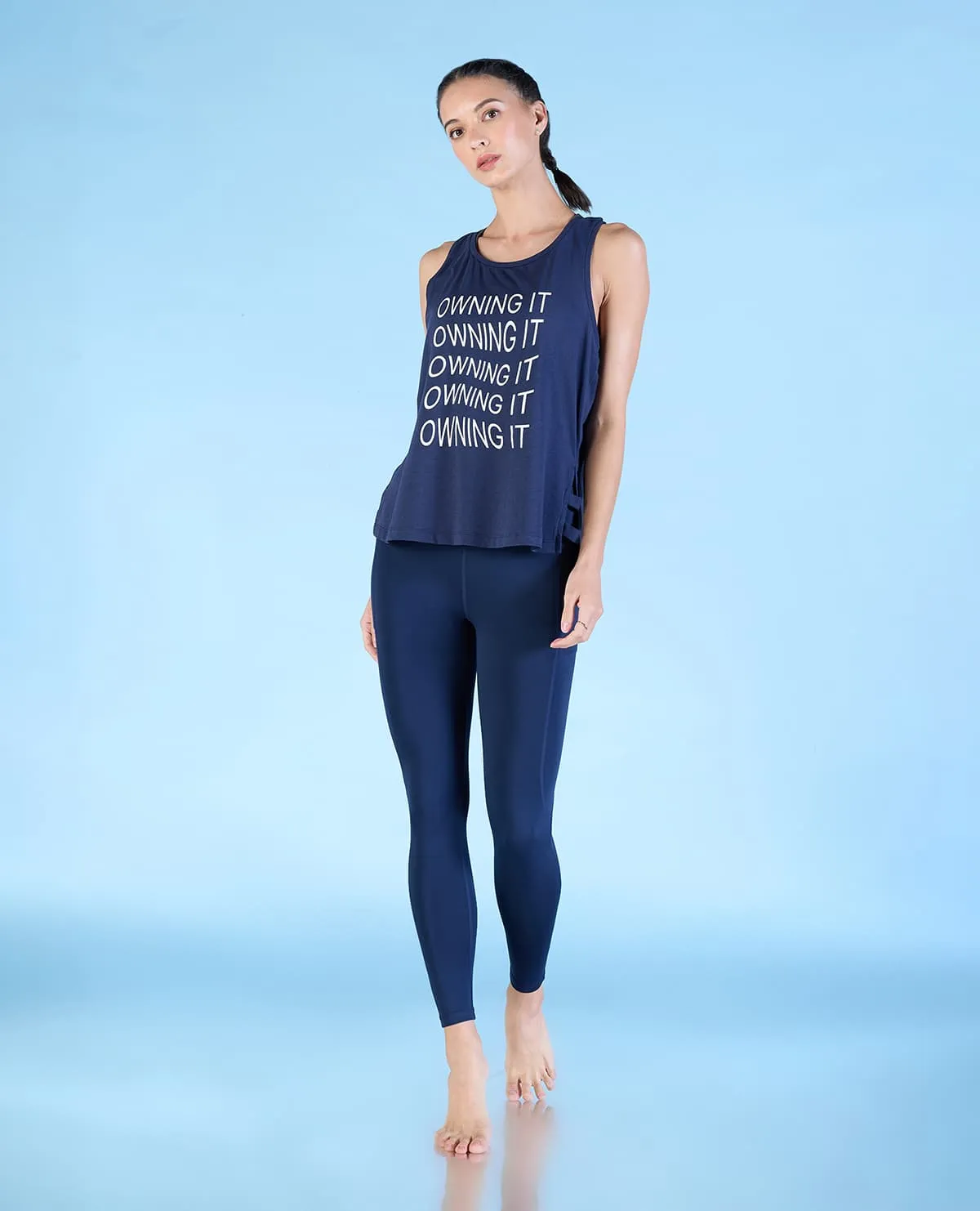 Women Cross Waist Mid Rise Leggings