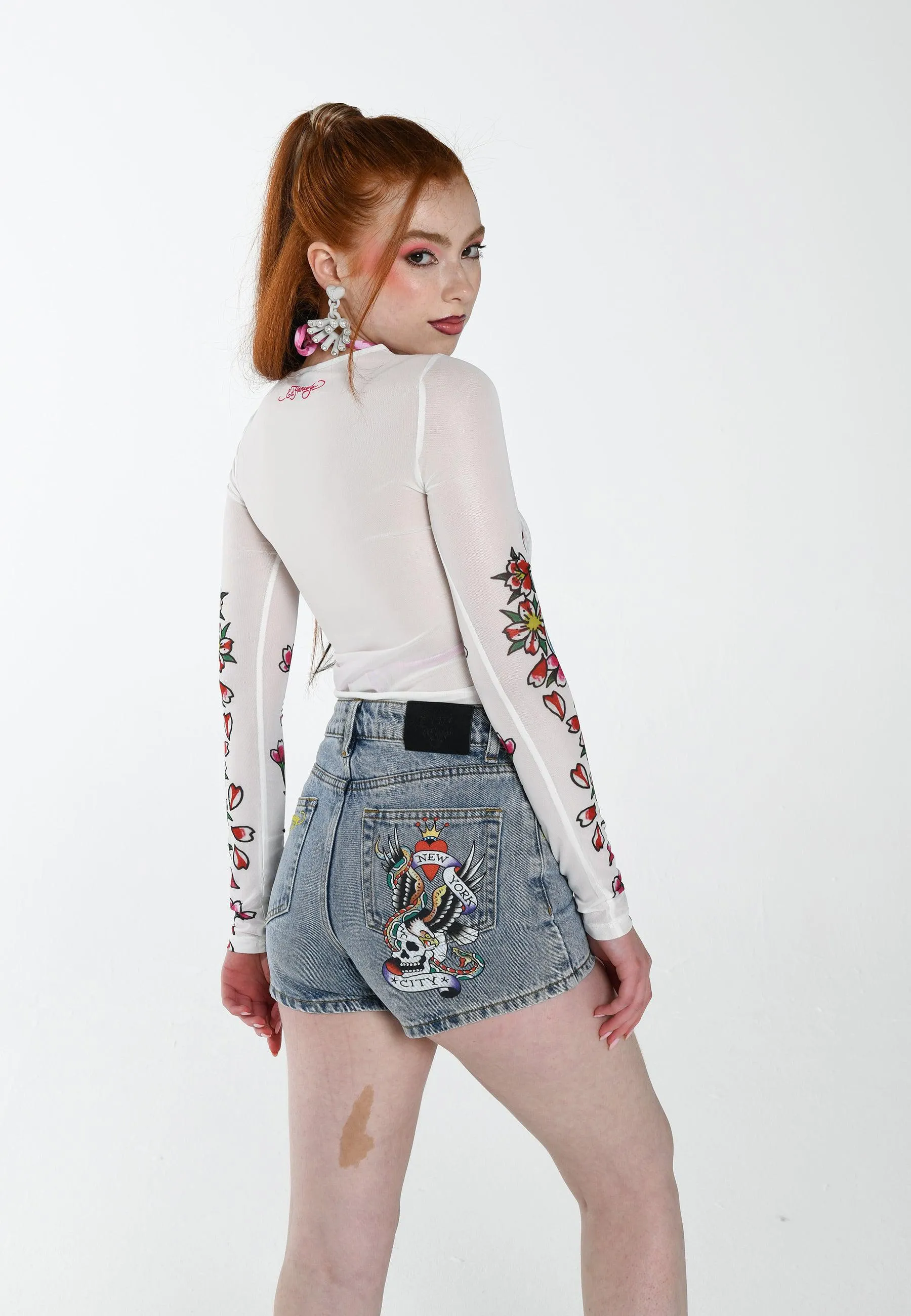 Womens Love-Kills-Slowly Mesh Long Sleeved T-Shirt- White
